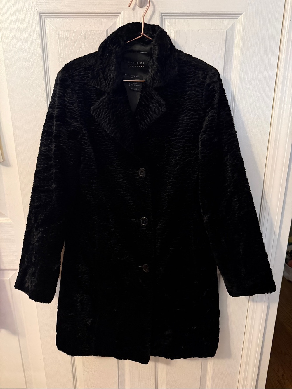 Black Faux Fur Button-Front Coat - Women
